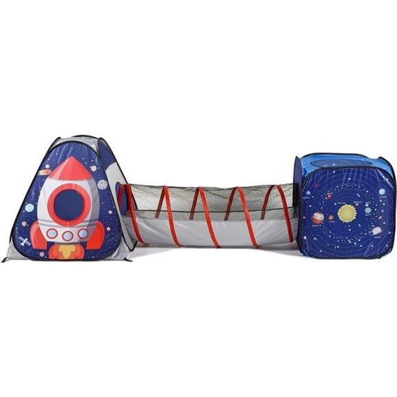 3pc Space Astronaut Pop Up Play Tents with Tunnels for Kids, Boys, Girls, Babies - Picture 2 of 7